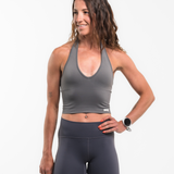 Seamless Sculpt Halter Bra - Graphite